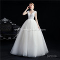 Long Train Lace sleeveless backless puffy short Wedding Dress Bridal Gowns